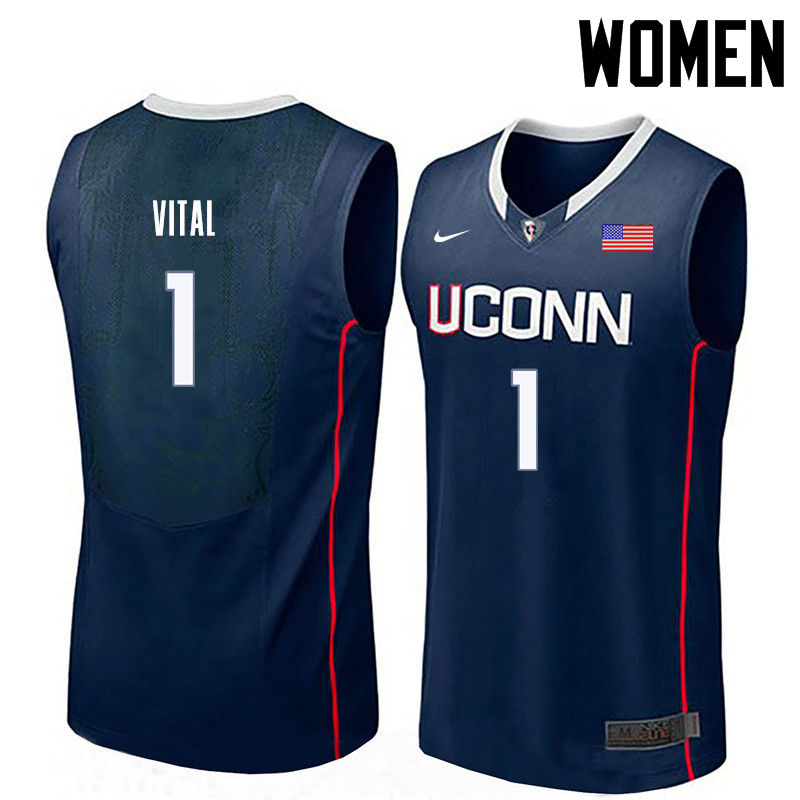 Women Uconn Huskies #1 Christian Vital College Basketball Jerseys-Navy - Click Image to Close